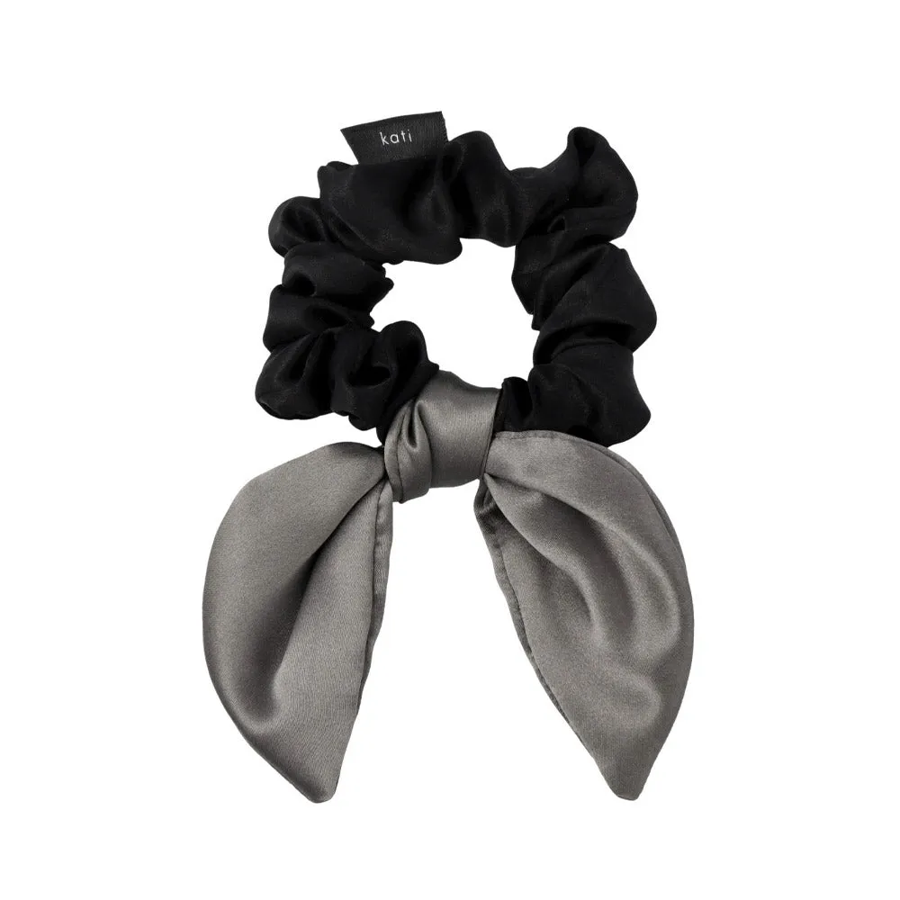 Bowknot Black Silk Hair Scrunchie