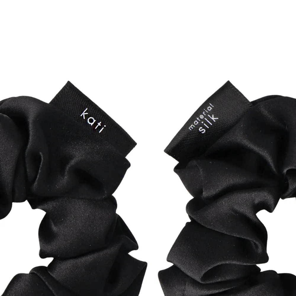 Bowknot Black Silk Hair Scrunchie