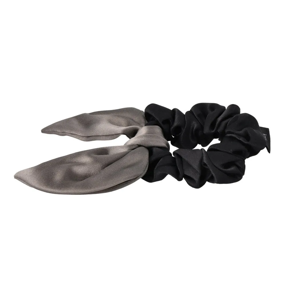 Bowknot Black Silk Hair Scrunchie