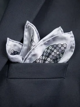 Boy's Pocket Square 31462 Neat - Silver/Black