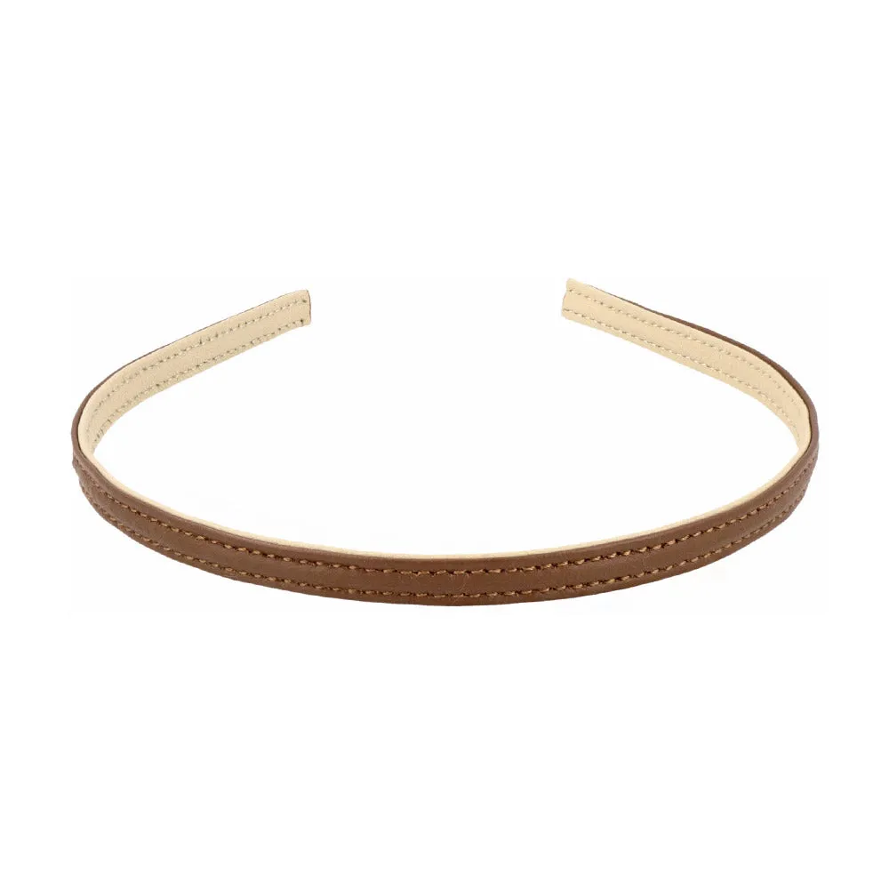 Brown and Beige Leather Reversible Headband