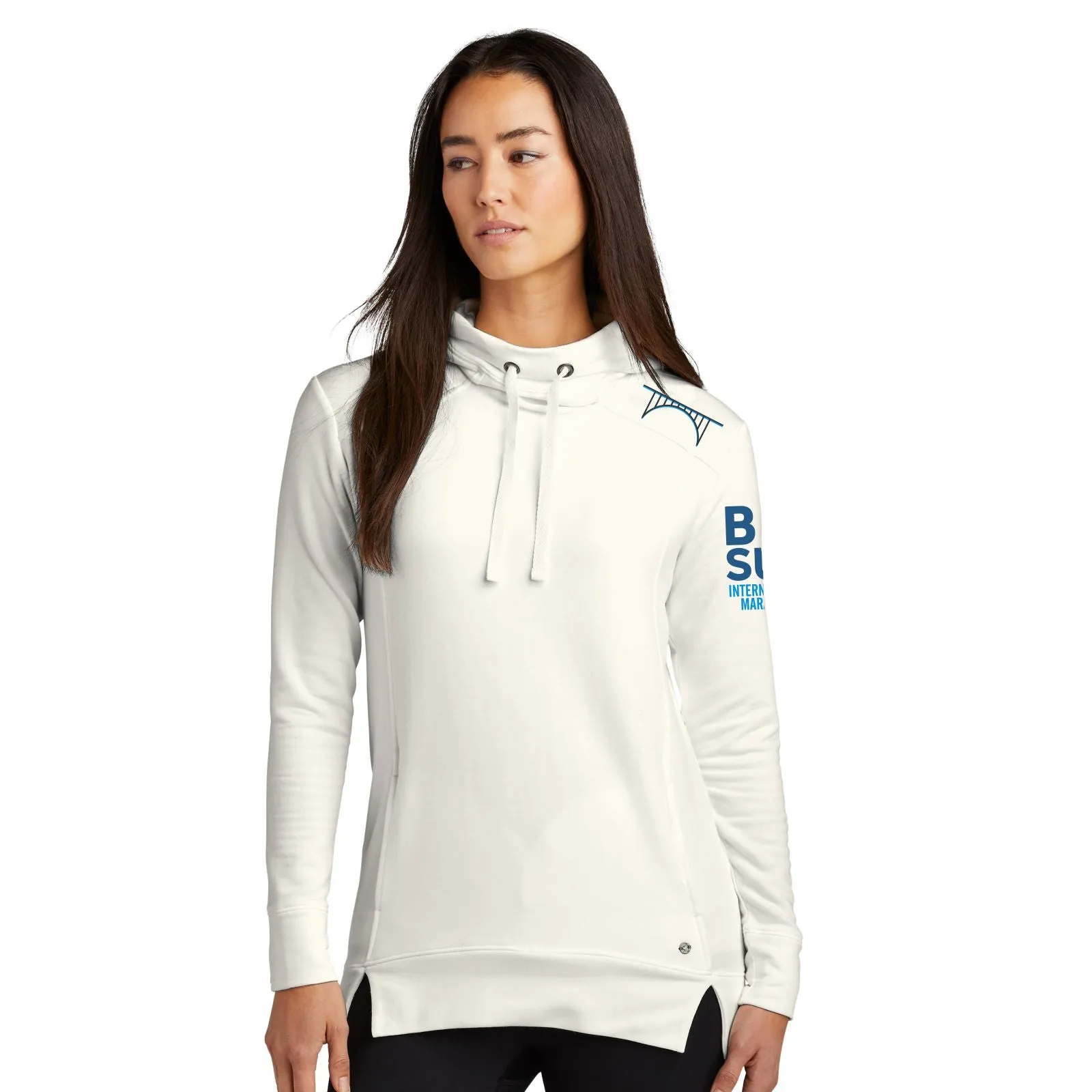 BSIM Women's Cowl-Neck Hoody -Ivory Snow- Embroidered