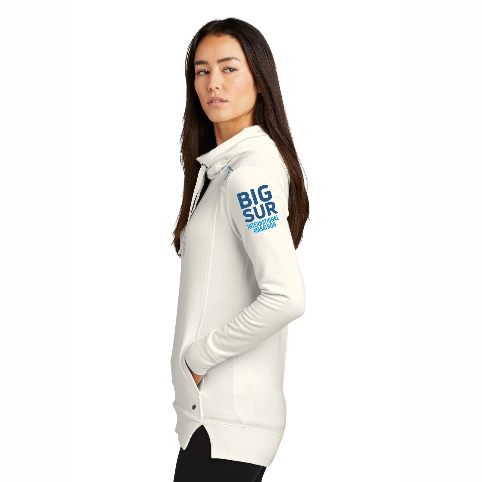 BSIM Women's Cowl-Neck Hoody -Ivory Snow- Embroidered