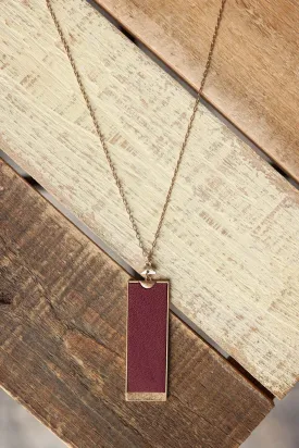 Burgundy Rectangle Long Necklace