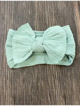 Cable Knit Bow Headband: Mint