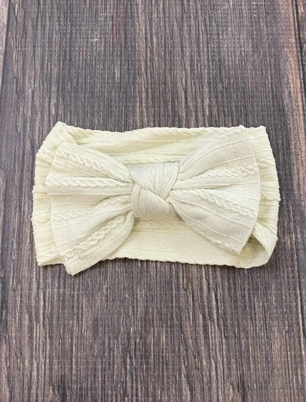 Cable Knit Bow Headband: Sand