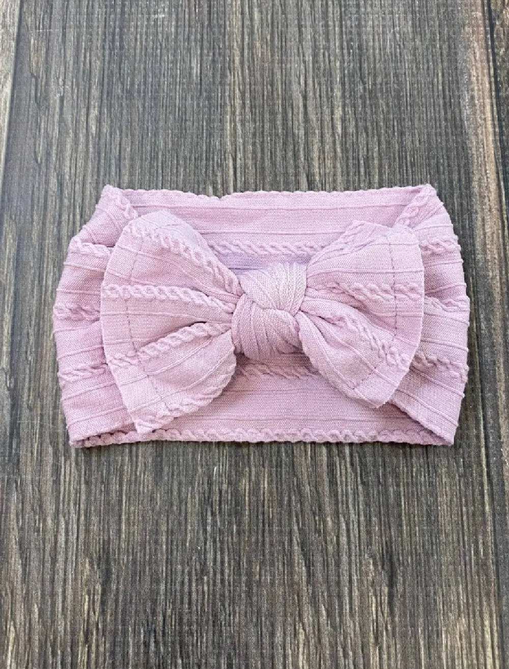 Cable Knit Bow Headband: Sand