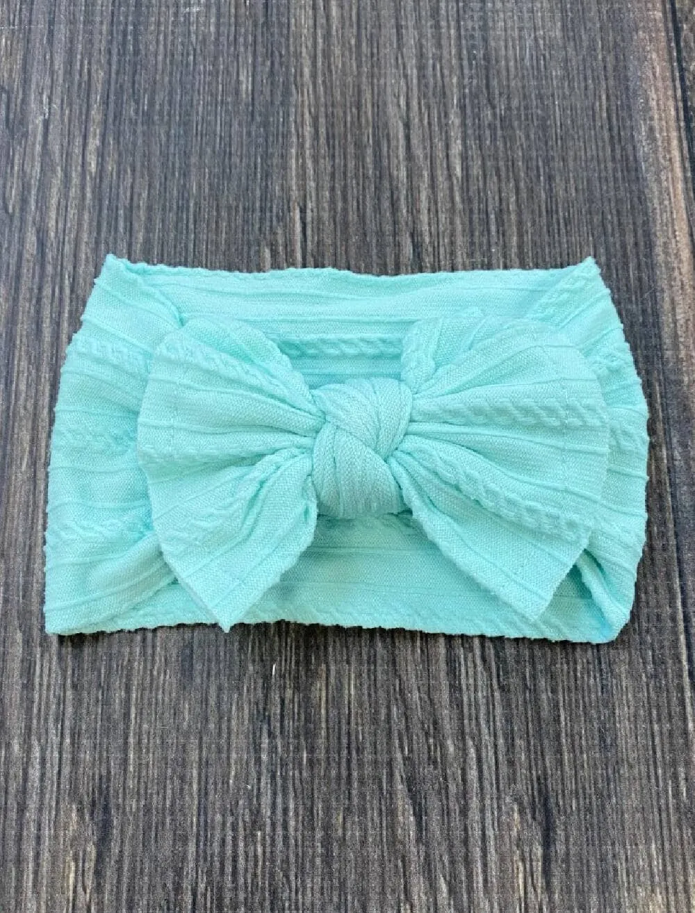 Cable Knit Bow Headband: Sand