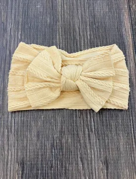 Cable Knit Bow Headband: Sand