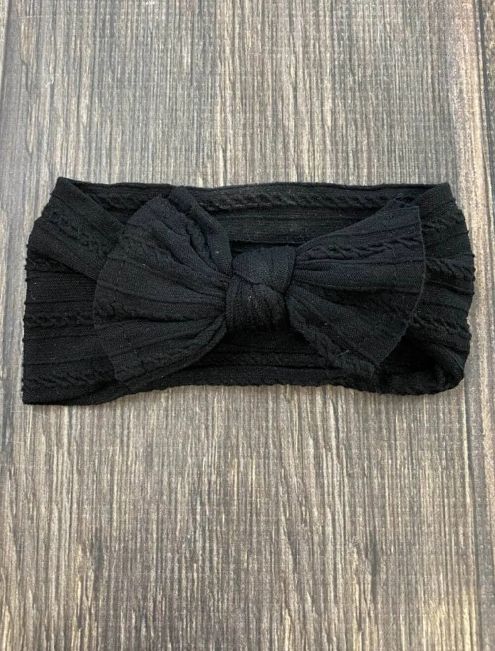 Cable Knit Bow Headband: Sand