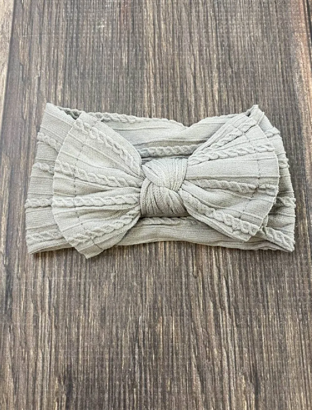 Cable Knit Bow Headband: Sand