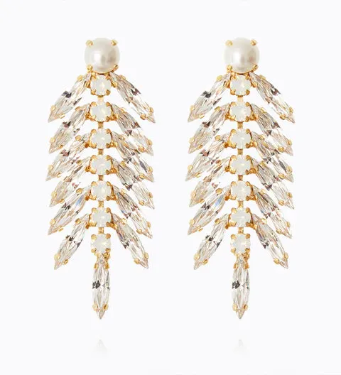 Caroline Svedbom Pearl Feather Crystal Earrings