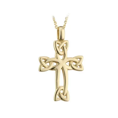 Celtic Cross Pendant with Trinity Knots (Silver or 14K gold)