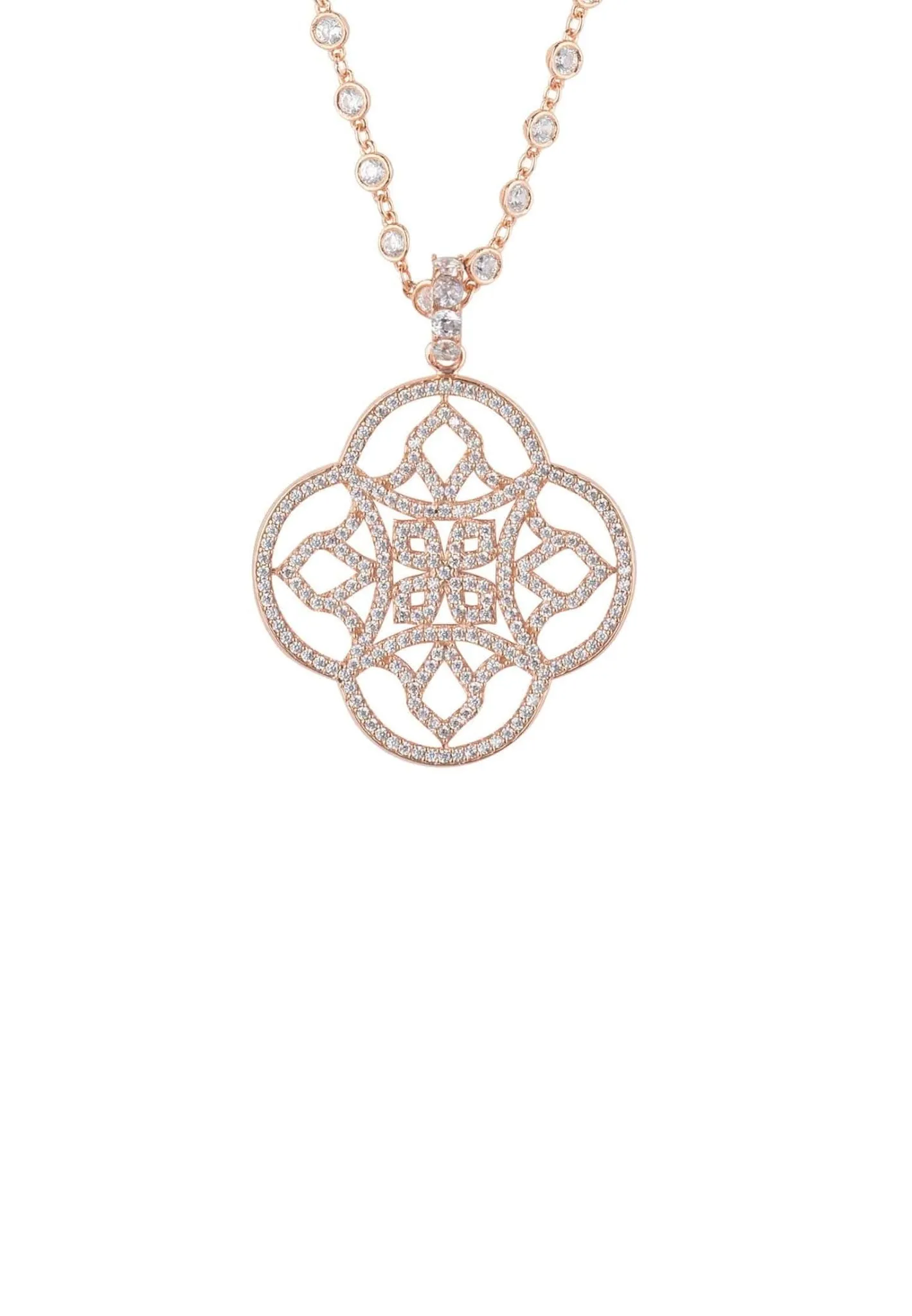 Celtic Knot Clover Pendant Necklace Rosegold