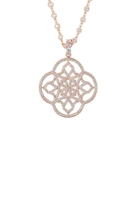 Celtic Knot Clover Pendant Necklace Rosegold