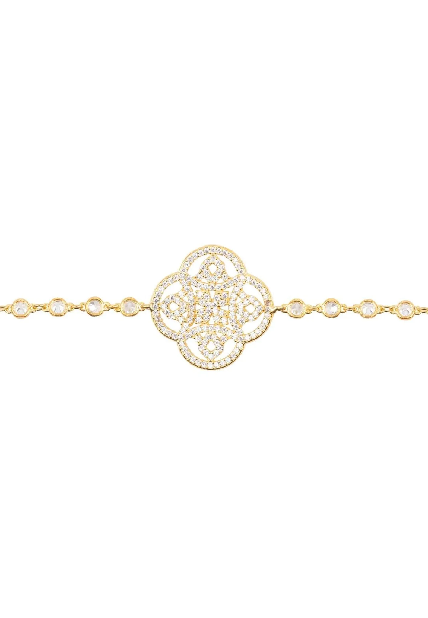 Celtic Knot Clover Tennis Bracelet Gold