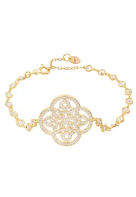 Celtic Knot Clover Tennis Bracelet Gold