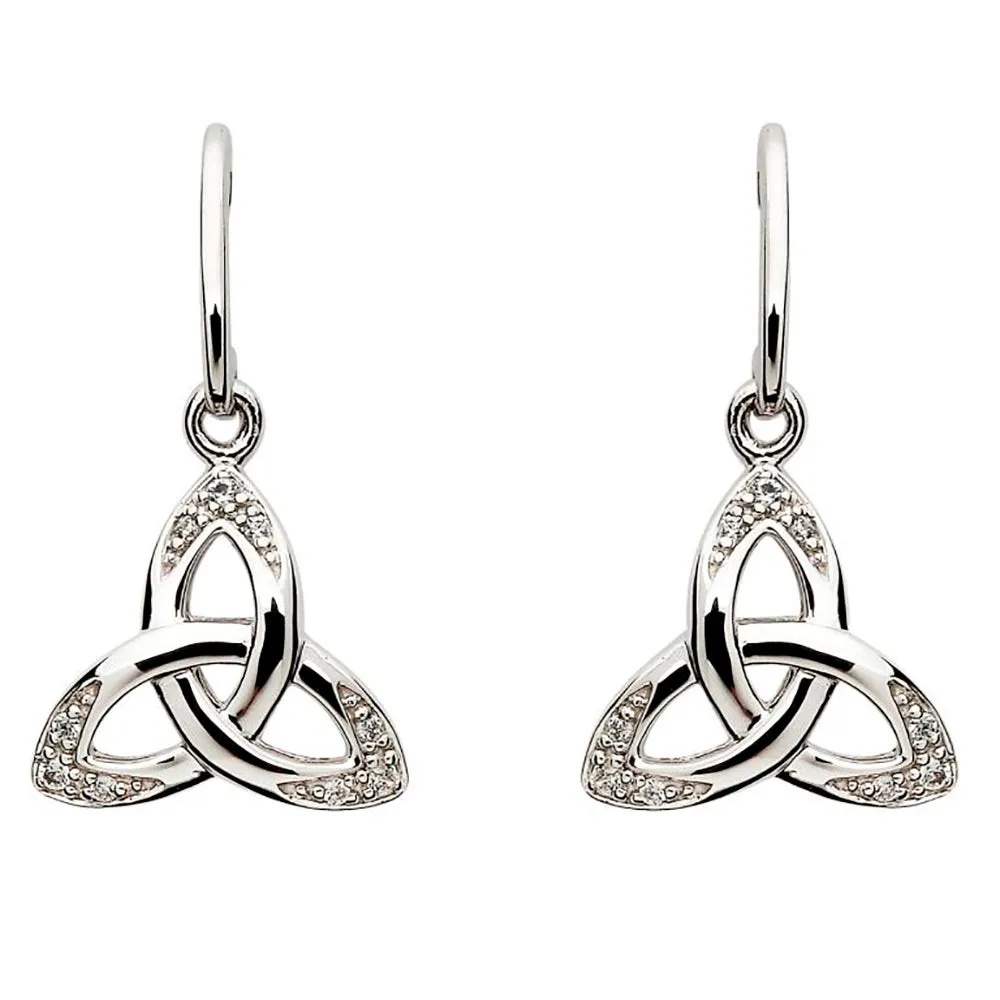 Celtic Stone Set Trinity Knot Drop Earring