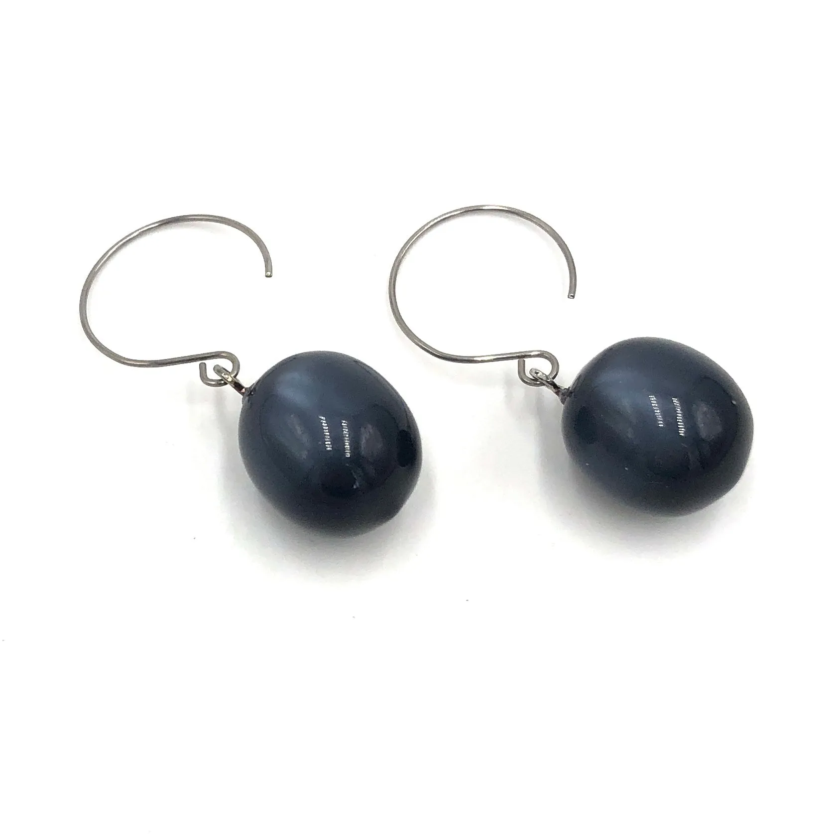 Charcoal Grey Moonglow Statement Earrings