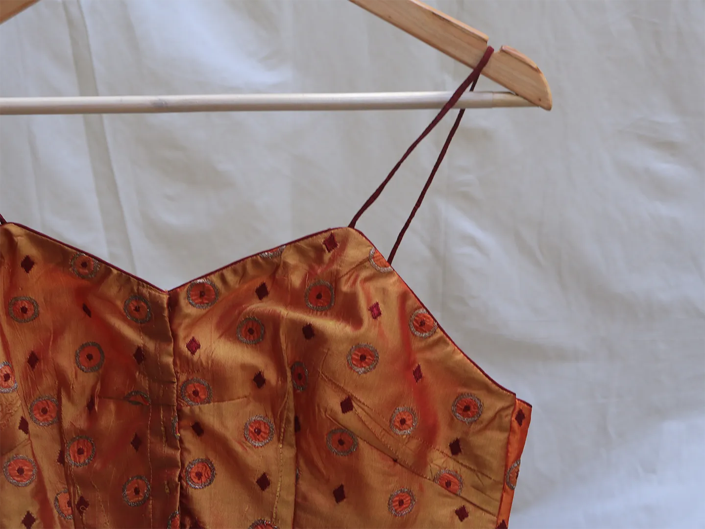 Chrome yellow, Karnataka silk, Hand embroidery bralette