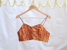 Chrome yellow, Karnataka silk, Hand embroidery bralette