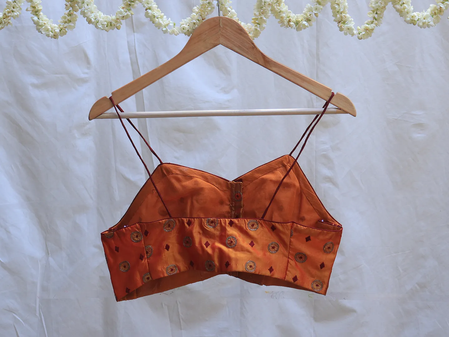 Chrome yellow, Karnataka silk, Hand embroidery bralette