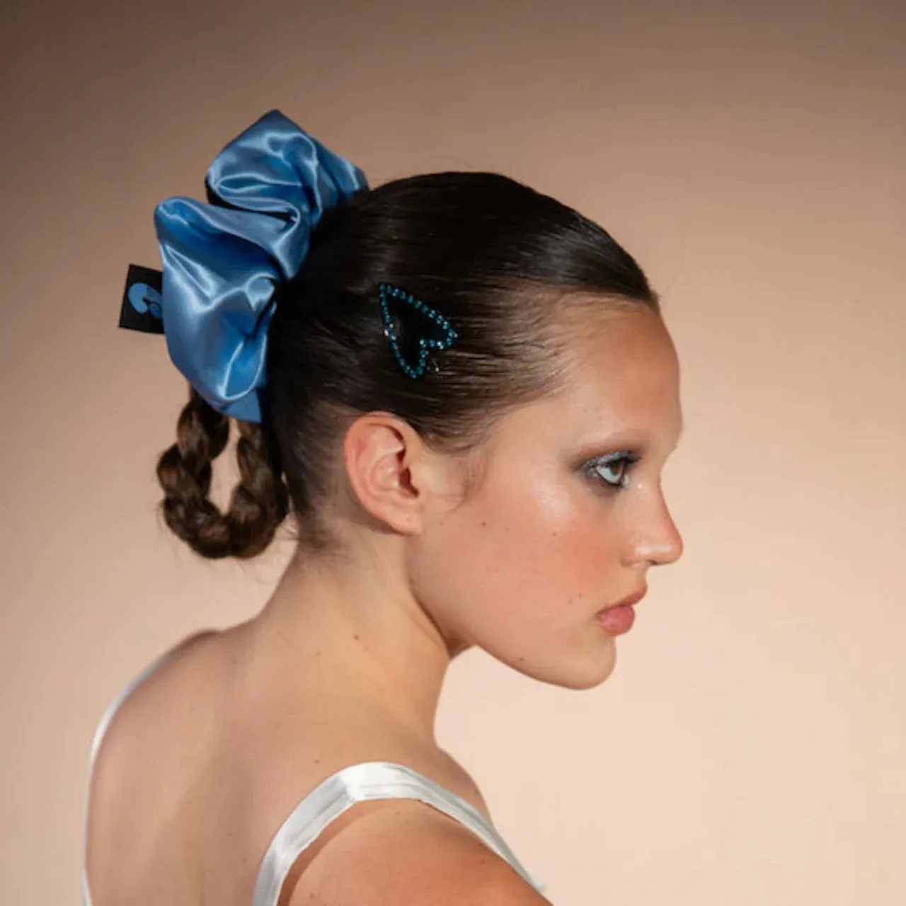 Optimized Title: Black and Blue Chunky Scrunchie