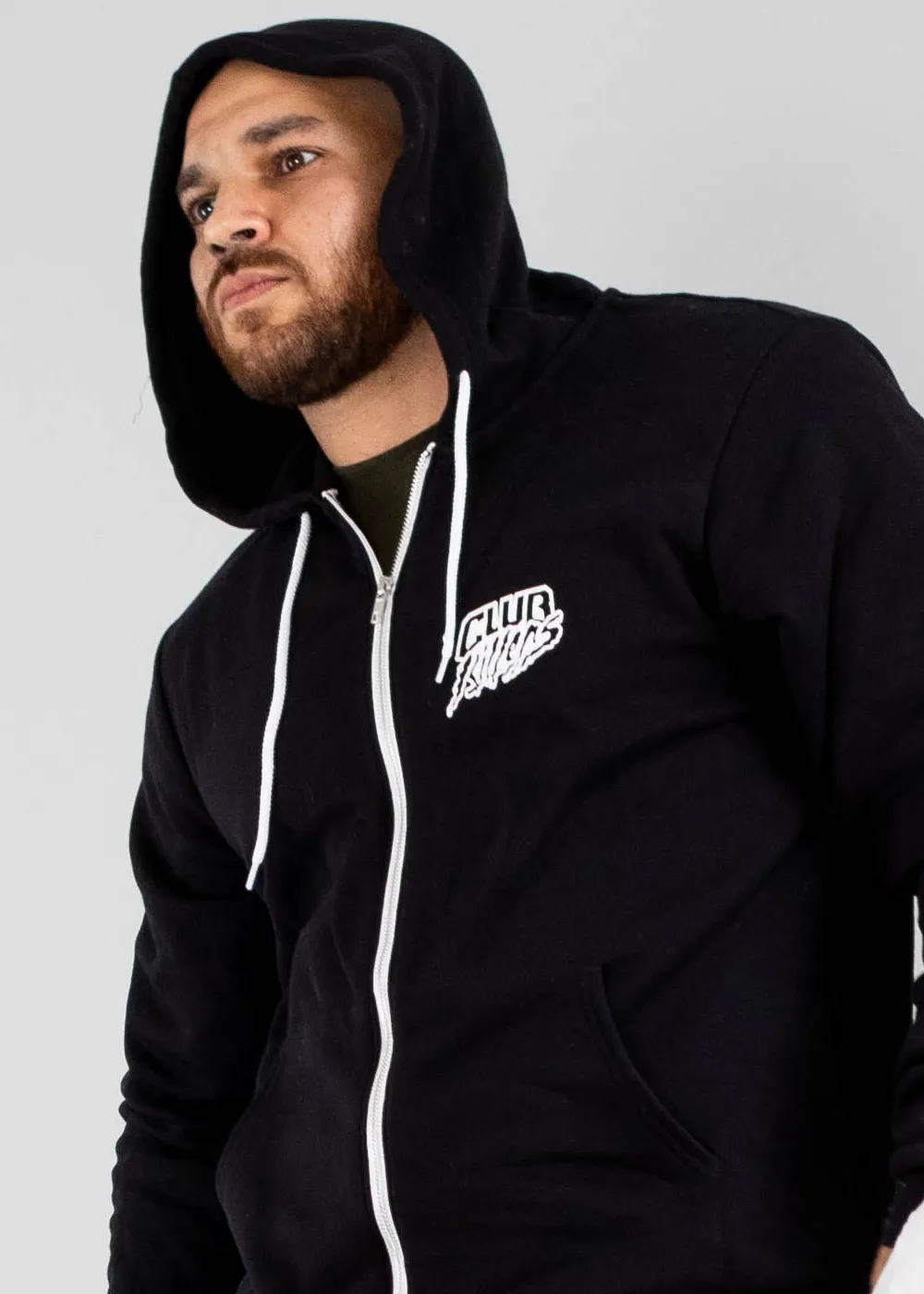 Club Killers Pocket Logo Zip Up Hoodie - DTG Black