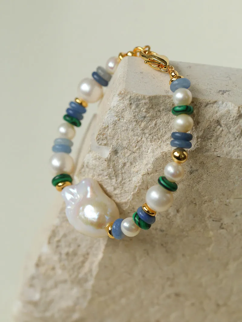 Colorful Beads & Baroque Pearls Twisted Chain Bracelet