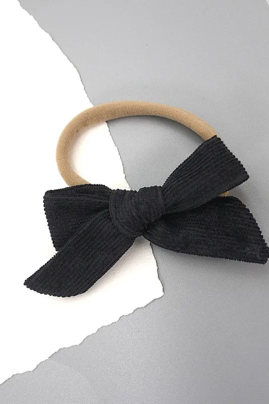 CORDUROY BOW HAIR TIE (4 COLORS)