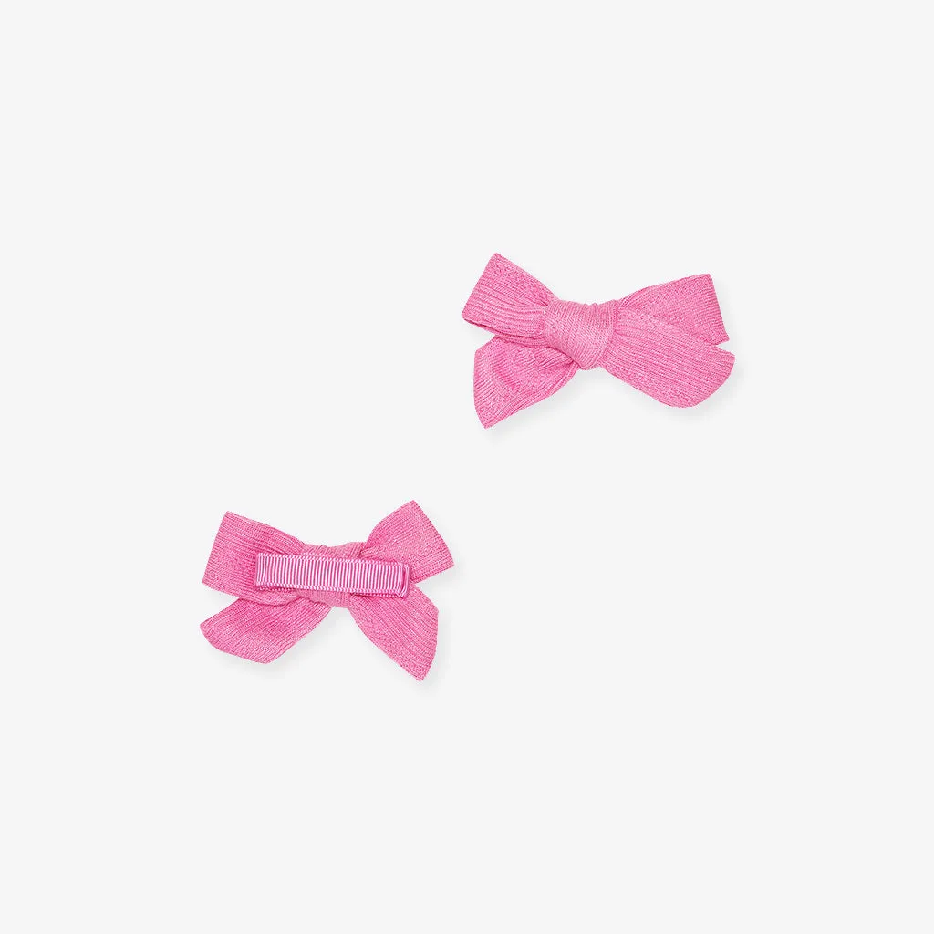 Cruisin' Pink Pointelle Mini Bow Hair Clips