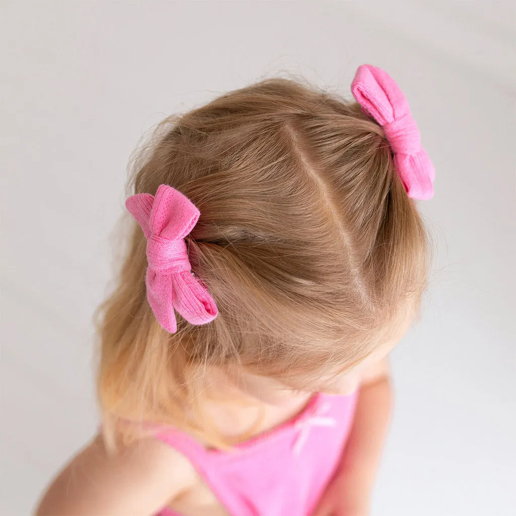 Cruisin' Pink Pointelle Mini Bow Hair Clips