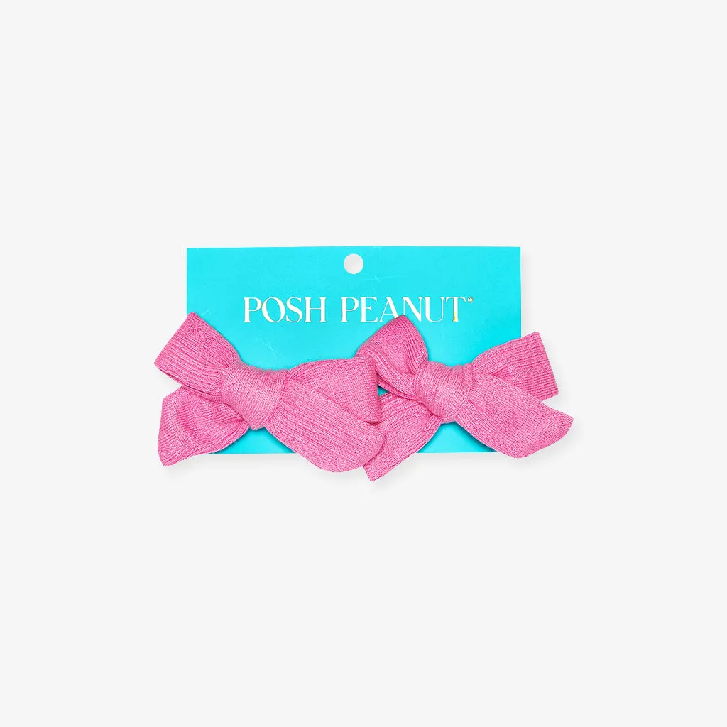 Cruisin' Pink Pointelle Mini Bow Hair Clips