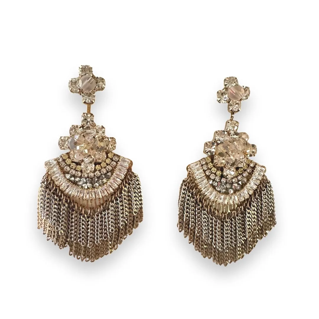 Crystal Tassel Statement Earrings