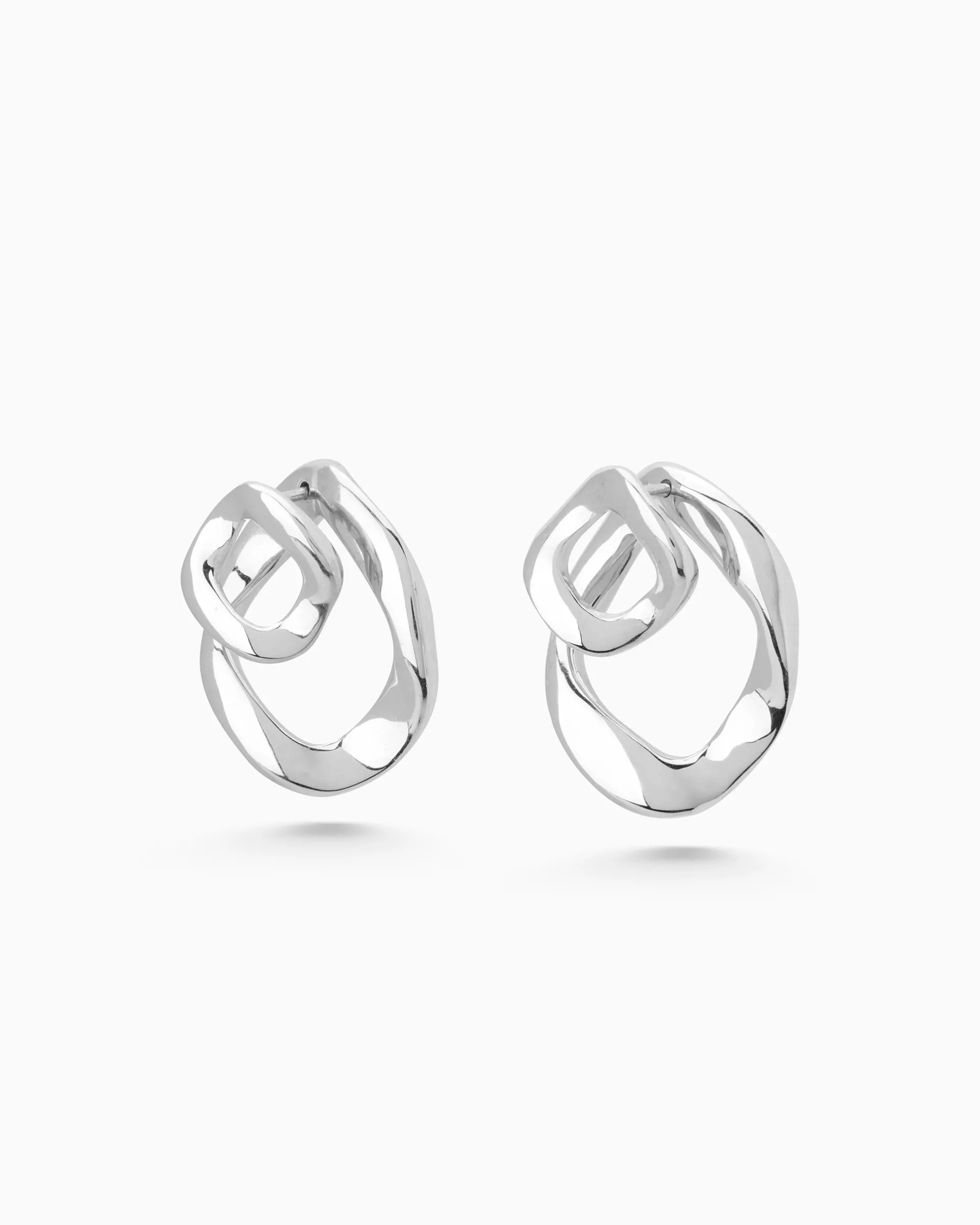 Curve Earrings Front and Back | Silver