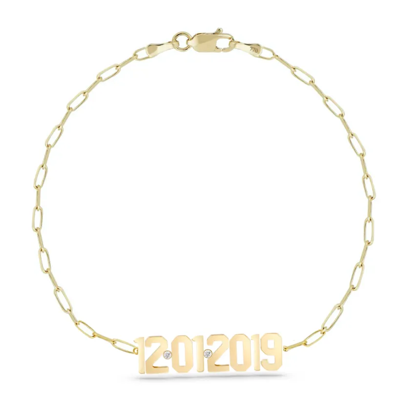 Custom Date on Thin PaperClip Bracelet