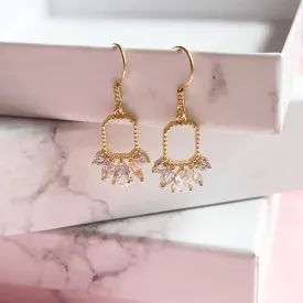 Dainty Cubic Zirconia Fan Drop Earrings