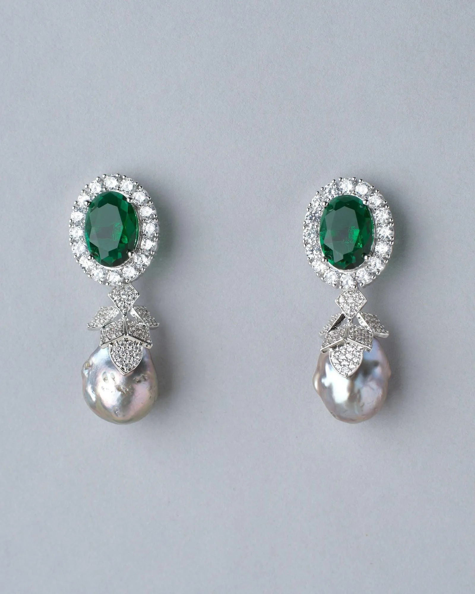 Deepa's Emerald and Baroque Pearl Earrings