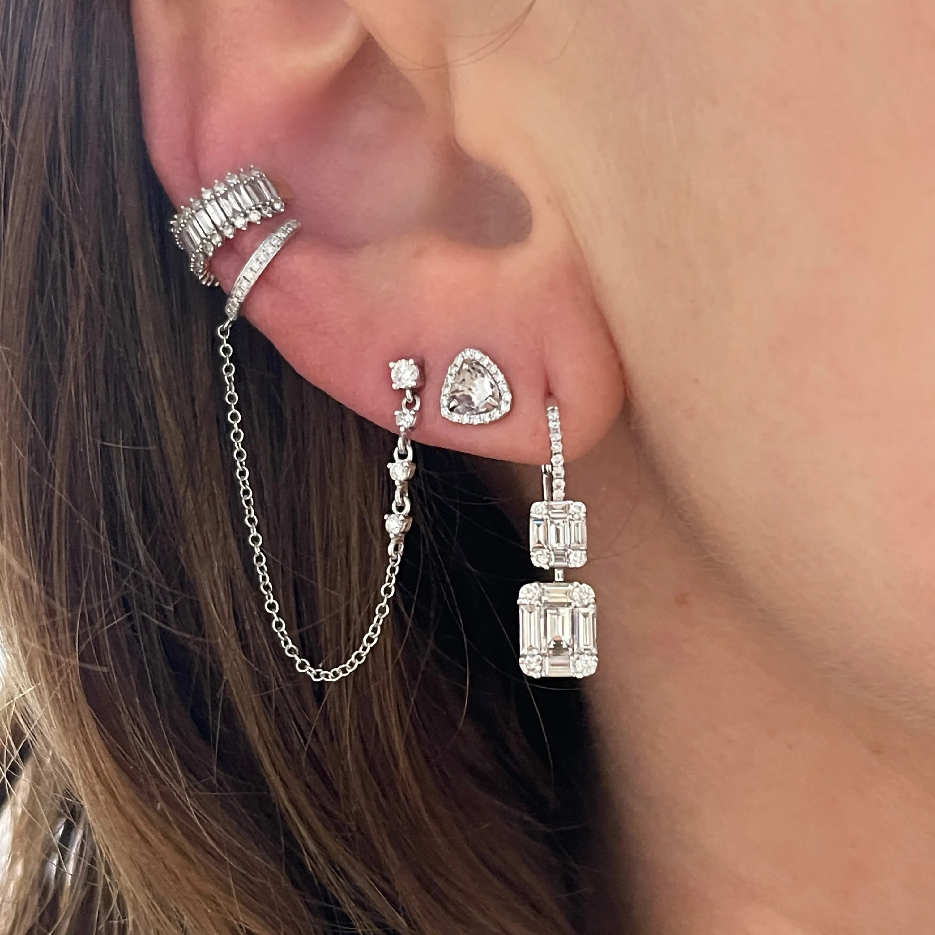 Diamond Illusion Double Drop Earrings