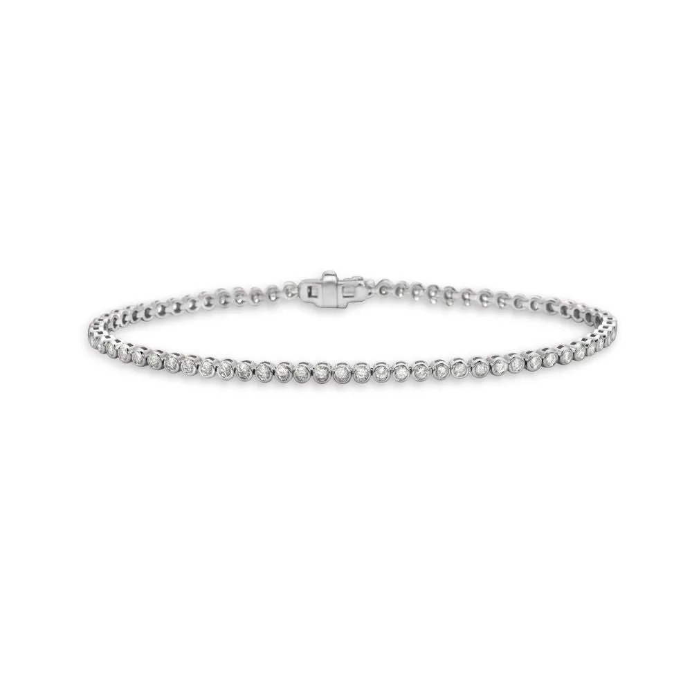 Diamond Tennis Bracelet (1.35 ct.) Bezel Setting in 14K Gold