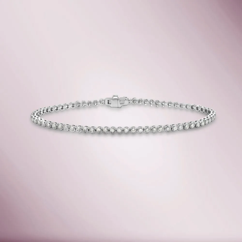 Diamond Tennis Bracelet (1.35 ct.) Bezel Setting in 14K Gold