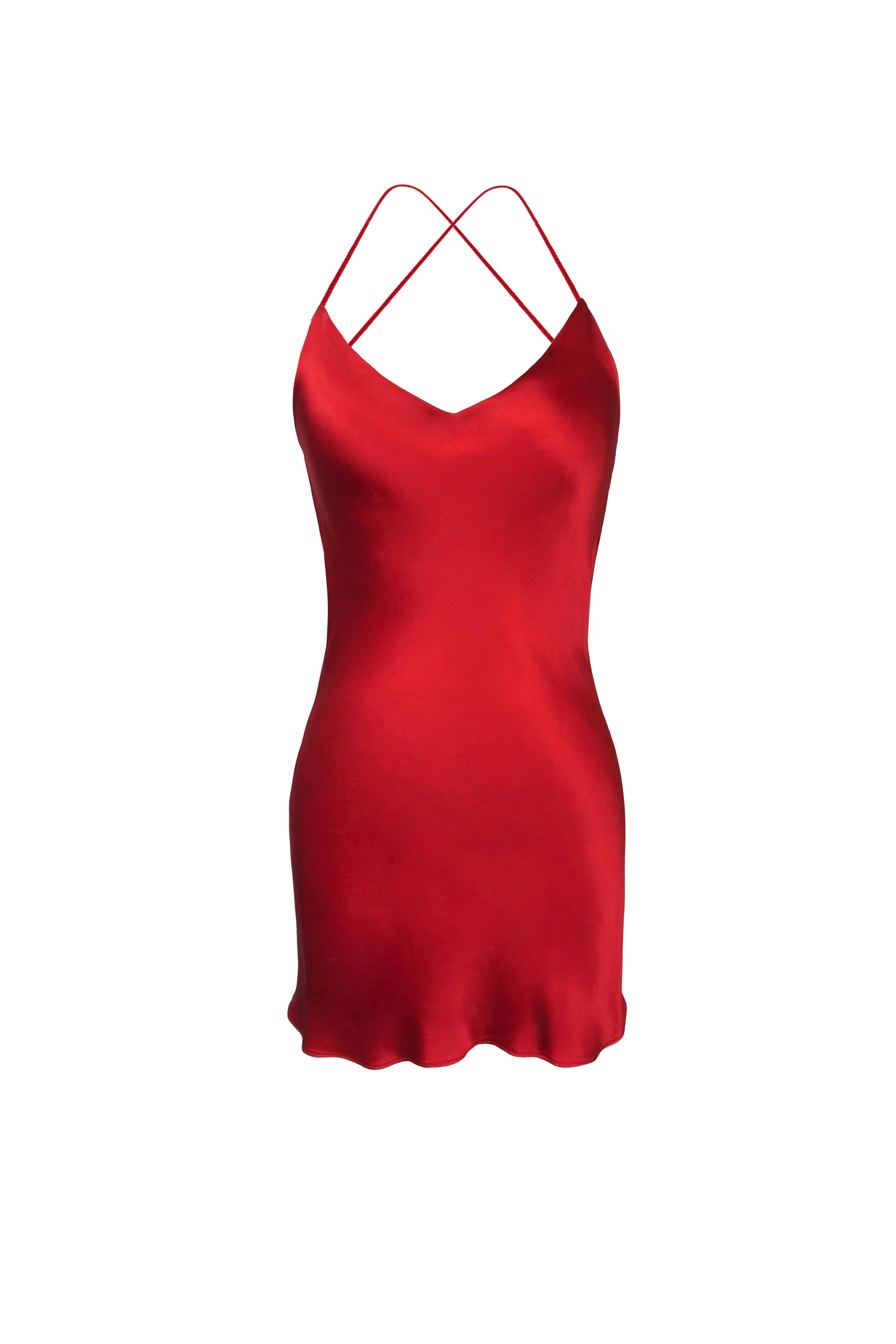 Dropper Silk Dress - Crimson