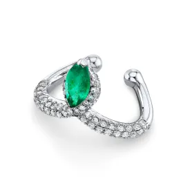 EMERALD MARQUISE CHEVRON EAR CUFF