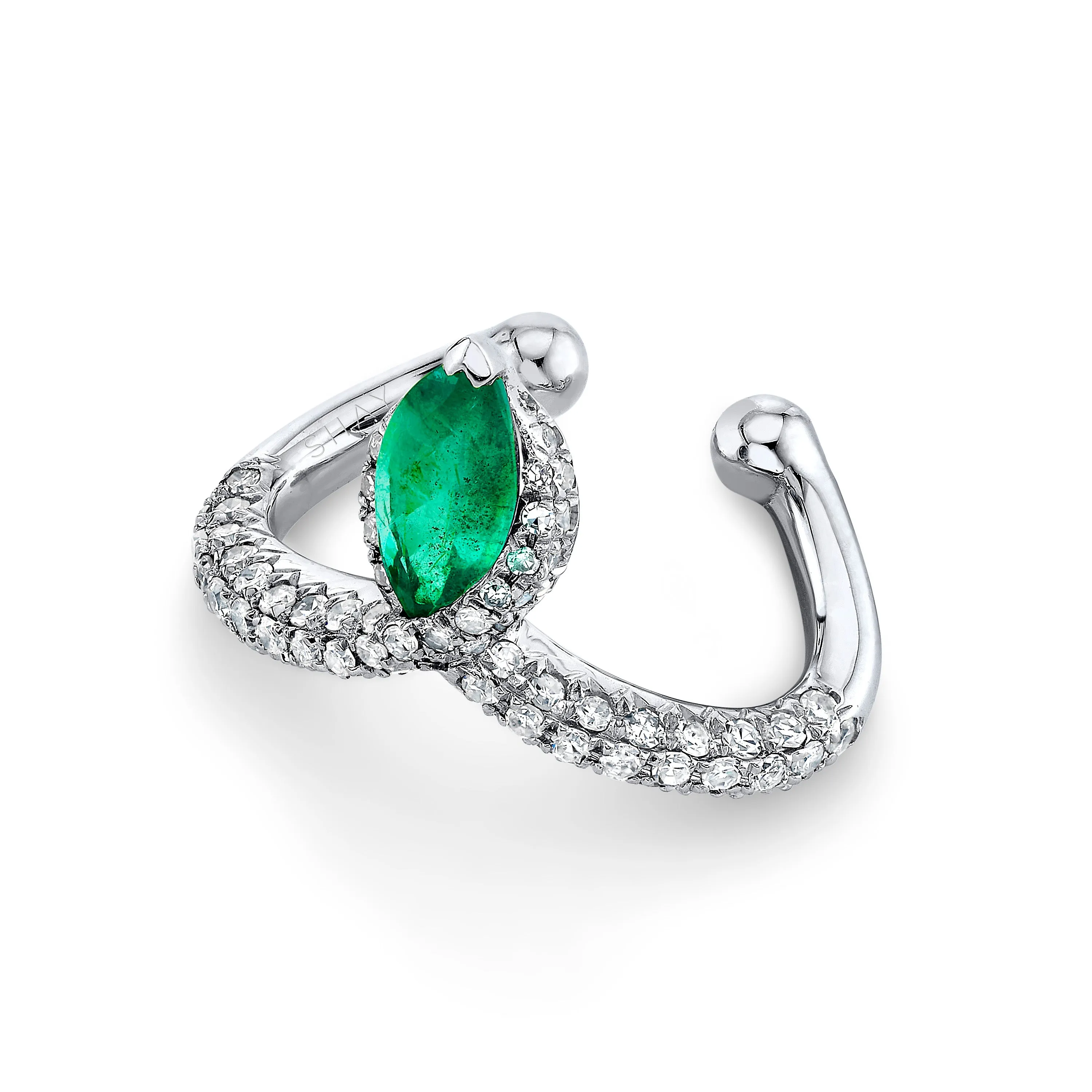 EMERALD MARQUISE CHEVRON EAR CUFF