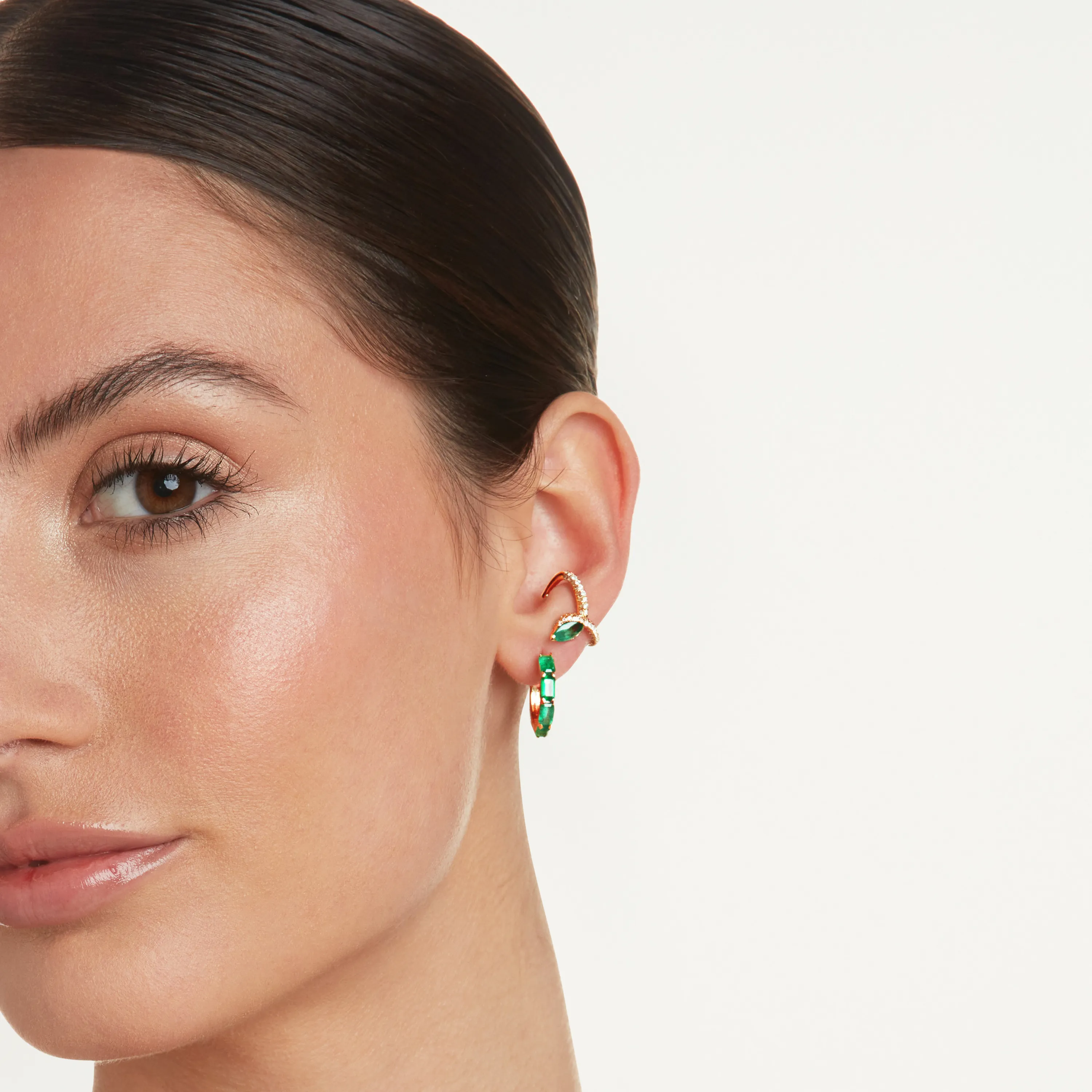 EMERALD MARQUISE CHEVRON EAR CUFF