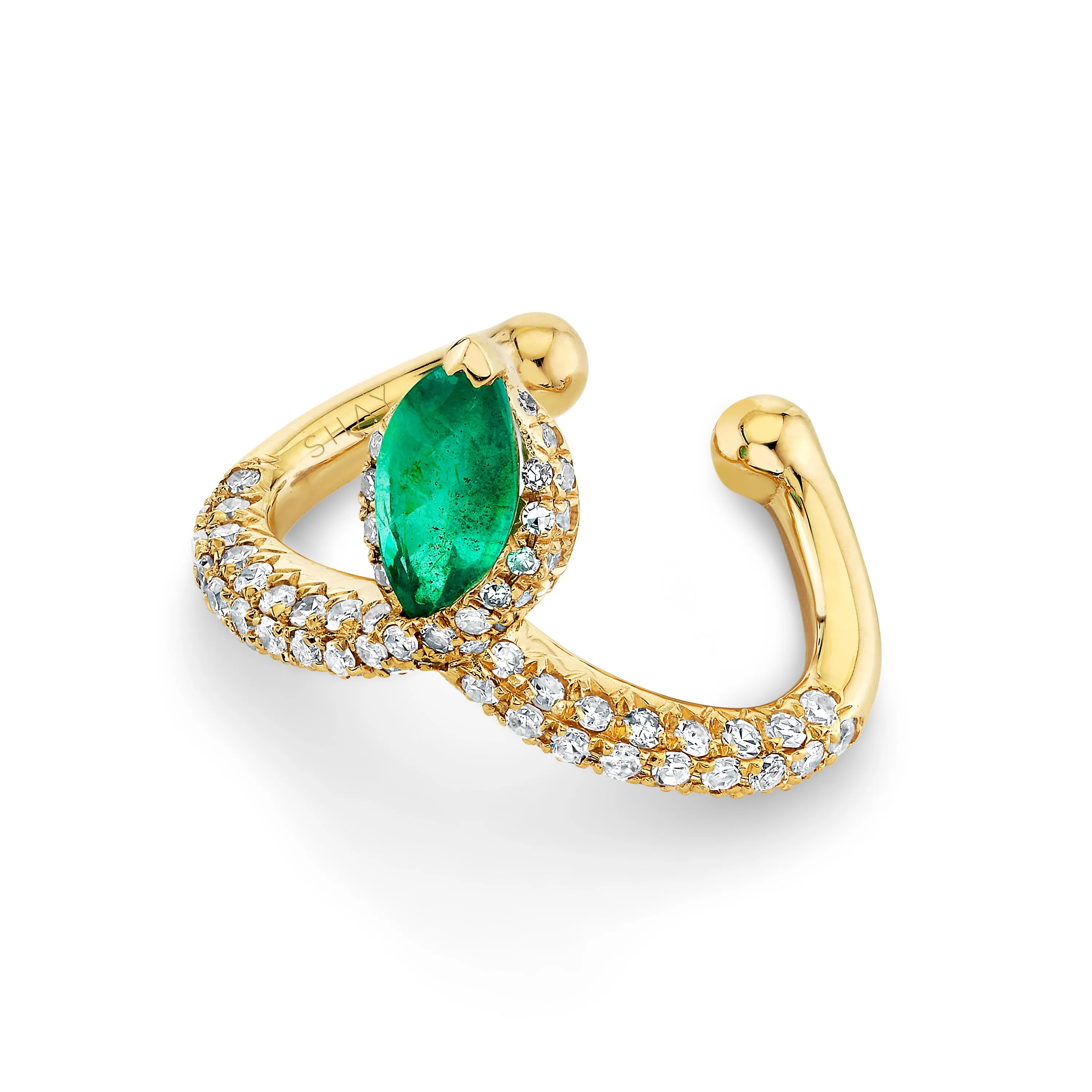 EMERALD MARQUISE CHEVRON EAR CUFF