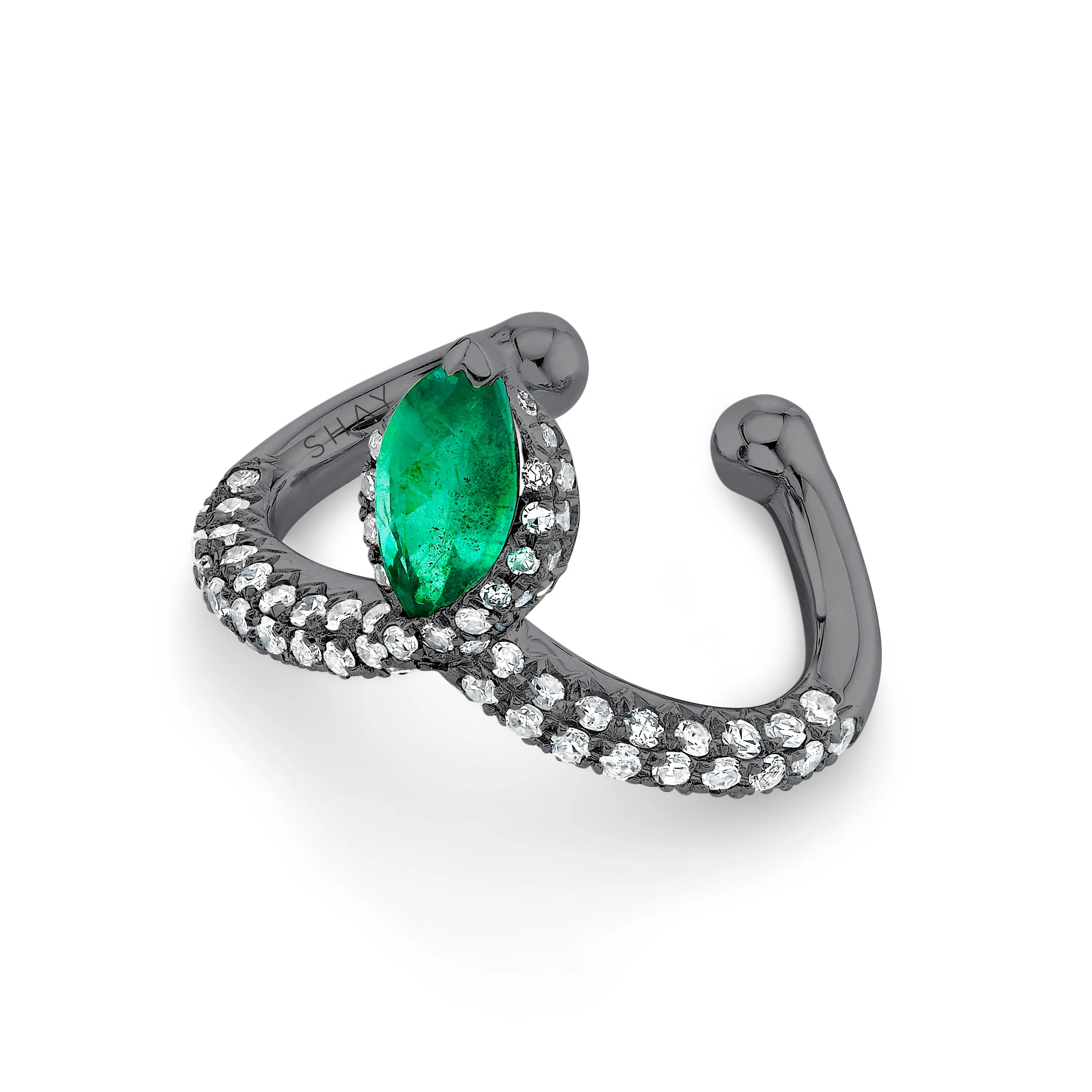 EMERALD MARQUISE CHEVRON EAR CUFF