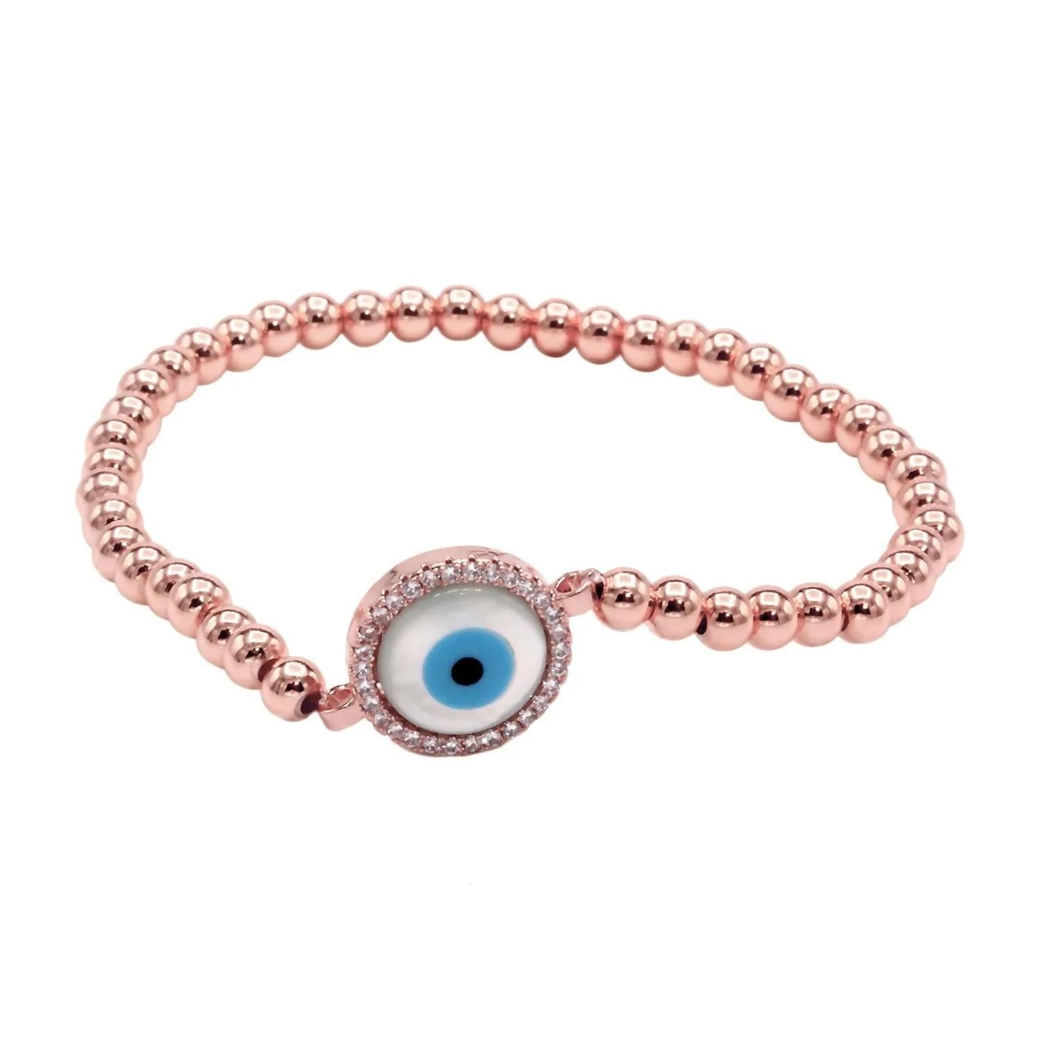 Evil Eye Brass Circle Charm Bracelet