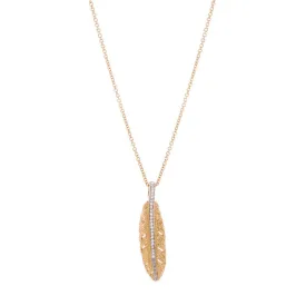 Feather 37mm Pendant Necklace with Diamonds