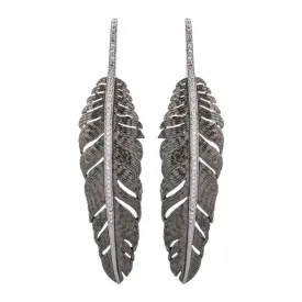 Feather 70mm Earrings with Diamonds